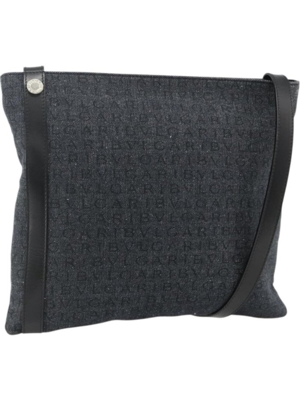BVLGARI Logo Mania Shoulder Bag Denim Blue Silver